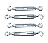 Hao Pro M6 Hook to Eye Turnbuckles Stainless Steel Solid Tighten Clothesline Wire Rope Tidy Wall Easy Add Tension Welded Well for Leveling Plants Light Sunshade Sail Deck Patio 4pcs