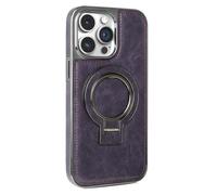 HAO RIYLN Magnetic Case for iPhone 16 Pro Max/16 Pro/16 Plus/16, High-Grade Business Leather Cover with Metal Ring Stand Wireless Charging Case,Purple,16 ProMax