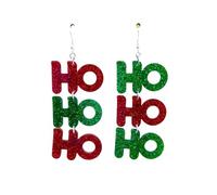 Hao Wu Xuan 1 Pair Glitter Letter Earrings for Woman Red Green Color Scheme Earring Jewelry