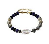 Hao Wu Xuan 1 piece of baroque pearl, natural lapis lazuli, speckled panel bracelet, women's daily wear, holiday birthday gift