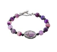 Hao Wu Xuan 1 piece of spring and summer fashion purple and black color natural stone beaded bracelet for women's daily wear