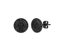 Hao Wu Xuan 12MM Gothic Norse Viking Runes Stud Earrings for Men Boys,Rock Punk Stainless Steel Compass Earrings Gift,Fashion Charm Jewelry