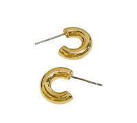 Hao Wu Xuan 14mm Thick Mini Hoop Earrings for Women Chunky Gold Color Tiny Plain Hoops Little Earring Minimalist Everyday Jewelry