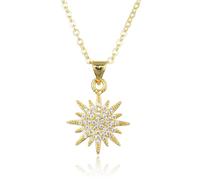 Hao Wu Xuan 16mm Gold Sparking Sun Pendant Paved Weather Necklace Simple Platinum Celestial Charms Jewelry Girl Gift