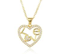 Hao Wu Xuan 19 * 19.3mm Gold Heart Hollow Pendant Edges Letter LOVE Necklace Simple Platinum Love Charms Jewelry Gift