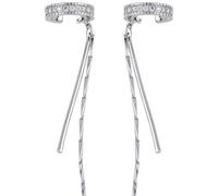 Hao Wu Xuan 1PC Crystal Tassel Non-Piercing Cuff Ear Clip Earring Shiny Rhinestone Chain Fake Cartilage Piercing Jewelry for Women