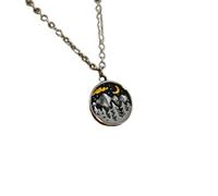 Hao Wu Xuan 1pcs stainless steel Forest cute Mini Landscape Pendant Necklace Moon and stars Mixed s Nature Camping Hiking Jewelry