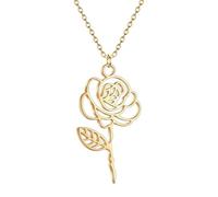 Hao Wu Xuan 2025 Design Stainless Steel Birth Flower Necklace Snowdrop Daisy Rose Pendant Neck Chains Romantic Jewelry