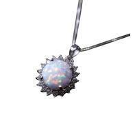 Hao Wu Xuan 2025 Fashion Crystal Zircon Necklace for Women Wedding Jewelry Accessories Luxury Imitation Opal Pendant Necklace Girl Gift