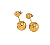 Hao Wu Xuan 2025 Gold Plated Ball Drop Earrings Hypoallergenic Stainless Steel OOTD Lady Jewelry Unique Gift