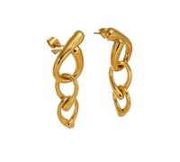 Hao Wu Xuan 2025 Gold Plated Neo Gothic Shine Chain Irregular Drop Earrings Hypoallergenic Stainless Steel Jewelry For Party
