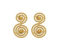 Hao Wu Xuan 2025 Gold Plated Vintage Weave Swirl Circle Design Earrings Hypoallergenic Stainless Steel Jewelry Women