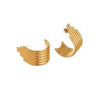 Hao Wu Xuan 2025 INS Trendy Pvd Gold Plated Stainless Steel Vintage Polished Pleated Piano Earrings Luxury OOTD Lady Jewelry