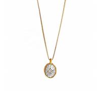 Hao Wu Xuan 2025 Oval Shell Zircon Pendant Necklace Stainless Steel Women Jewelry Pvd Gold Plated Tarnish Free Accessories
