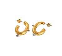 Hao Wu Xuan 2025 Stainless Steel Super Shine C HOOP Earrings INS Trendy Pvd Gold Plated Classical OOTD Jewelry for Women