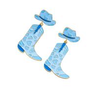 Hao Wu Xuan 2025 Trendy Cowboy Hat Boots Drop Earrings For Women Oil Drop Cow Pattern Charm Jewelry Mexican Vacation Creative Jewelry