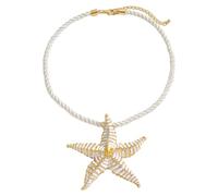 Hao Wu Xuan 2025 Trendy Oil Drop Starfish Cord Necklace Earrings Set For Women Summer Vacation Beach Charm Jewelry Set Birthday Gift