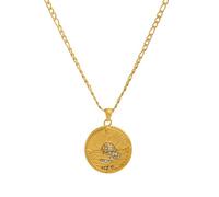 Hao Wu Xuan 2025 Vintage Embossed Colosseum Sun Pendant Necklace Gold Plated Tarnish Free Stainless Steel Women Jewelry