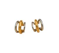 Hao Wu Xuan 2025 Vintage Mix Color Three Layer Ear Clip Earrings Ins Trendy Pvd Gold Plated Stainless Steel Luxury Jewelry