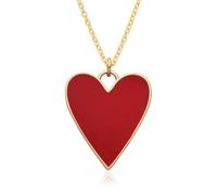 Hao Wu Xuan 26.5mm Multicolor Heart Charms Oil Drip Necklace for Women Choker Chain Pendant Jewelry Accessories