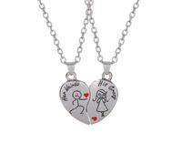 Hao Wu Xuan 2Pcs Her Weirdo His Crazy Matching Couple Necklaces Split Heart Pendant Romantic Valentine's Day Friendship Jewelry Set for Love