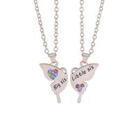 Hao Wu Xuan 2Pcs Split Butterfly Big Sis Little Sis Necklaces, Matching Pendant Set with O-Chain for Sisters
