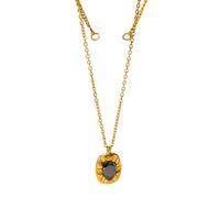 Hao Wu Xuan 316L Stainless Steel Pearl Double Layer Vintage Square Rhinestone Pendant Necklace For Girl Neck Chain Jewelry Gift