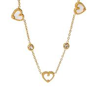 Hao Wu Xuan 316L Stainless Steel Round Zircon Shell Peach Heart Necklace For Women Girl 2024 Concise Neck Chain Jewelry Gift