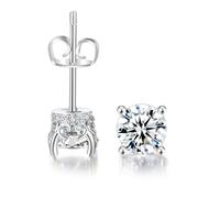 Hao Wu Xuan 4 Claws Crystal Stud Earrings for Women Men Simple Trendy Punk Silver Color Piercing Rapper's Earing Hiphop Fashion Jewelry E170