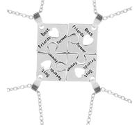 Hao Wu Xuan 4Pcs Best Friends Forever Puzzle Necklaces Interlocking Friendship Pendant Set, Matching BFF Necklaces for 4 Friends