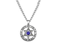 Hao Wu Xuan 71CM Stainless Steel Men Necklace Button Chain Blue Zircon Hexagon Star Round Pendent Necklace for Party Accessary