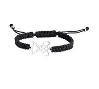 Hao Wu Xuan ADJUSTABLE BLACK BRAIDED WITH STAINLESS STEELIC LEVIATHAN CROSS SIGIL OF LUCIFER BRACELET FOR MEN UNISEX JEWELRY