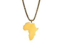 Hao Wu Xuan African Map Pendant Necklaces Men& Women Stainless Steel Cutting Shape Simple Africa Map Jewelry Gift