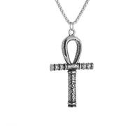 Hao Wu Xuan Ancient Egyptian Pharaoh Horus Eye Guardian Pendant Men's Ankh Cross Life Key Necklace Men's Retro Lucky Amulet Jewelry