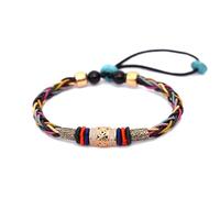 Hao Wu Xuan Ancient gold crafts Colorful Braided Tibetans ethnic style bracelet men's Chinese style bracelet for women classic jewelry