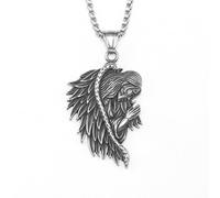 Hao Wu Xuan Angel Feather Pendant Wing Necklaces 316L Stainless Steel Men Chain Hip Hop Rock Prayer Jewelry Xmas Gift for Friend