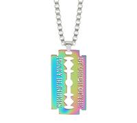 Hao Wu Xuan Anhänger Halskette Trendy personalisierte bunte Klinge Halskette Rasiermesser Form Anhänger Halsketten für Männer Schmuck Cool Street Hip Hop Zubehör (Blade necklace XL2892)