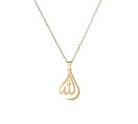Hao Wu Xuan Arabic God Pendant Necklaces Gold Color Stainless Steel Women Men Chain Necklace Jewelry