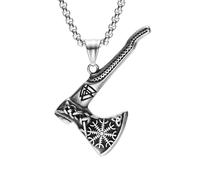 Hao Wu Xuan AXE Pendants Men Necklaces Stainless Steel Nordic Myth Symbols Chain Rock Punk Rap for Boyfriend Male Jewelry Best Gift