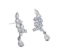 Hao Wu Xuan Beautiful Luxury Ultra Flash Zircon Earrings for Women Luxury Fashion Wedding Bride Jewelry European and American Trendy Gifts