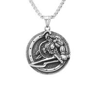 Hao Wu Xuan Berserker Pendant Warrior Necklace 316L Stainless Steel Men Chain Punk Rock Hip Hop Rap for Biker Rider Male Jewelry Gift