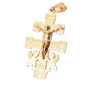 Hao Wu Xuan Big Cross Stainless Steel Pendant Angel Prayer Pendant for Men Women Vintage Silver/Gold Color Jewelry Gift