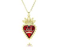 Hao Wu Xuan Big Gold Flaming Sacred Heart Of Charms Wings Immaculate Heart Of Mary Necklace Jewelry Pendant