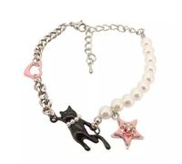 Hao Wu Xuan Black Cat Pink Star Pendant Pearl Bracelets Women Cute Sweet Cool Ins Style Tide Sense Senior Girlfriends Bracelet Jewelry