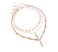 Hao Wu Xuan Bohemian Corful Seed Bead Chain Necklace for Women Vintage Fish Pendant Choker Jewelry Accessories