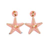 Hao Wu Xuan Bohemian Starfish Seed Bead Drop Earrings for Women Handmade Beaded Ocean Animal Earrings Summer Beach Jewelry Gift