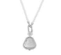 Hao Wu Xuan Buddha necklace silver inlaid diamonds paperclip universal pearl chain clasp natural chalcedony pendant jewelry gift