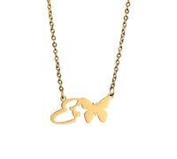Hao Wu Xuan Butterfly Alphabet Necklace A-Z Initial Letter Name Gold Color Stainless Steel Necklace for Women Girl Jewelry Gift