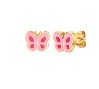 Hao Wu Xuan Butterfly Stud Stainless Steel Women's Earrings Cute Pink Enamel Anti Allergy For Mom Girlfriend Valentine's Day Gift