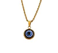 Hao Wu Xuan Casual Evil Blue Eye Necklaces for Men Boys,Stainless Steel Round Pendant,Ethnic Turkish Amulet Gifts Jewelry